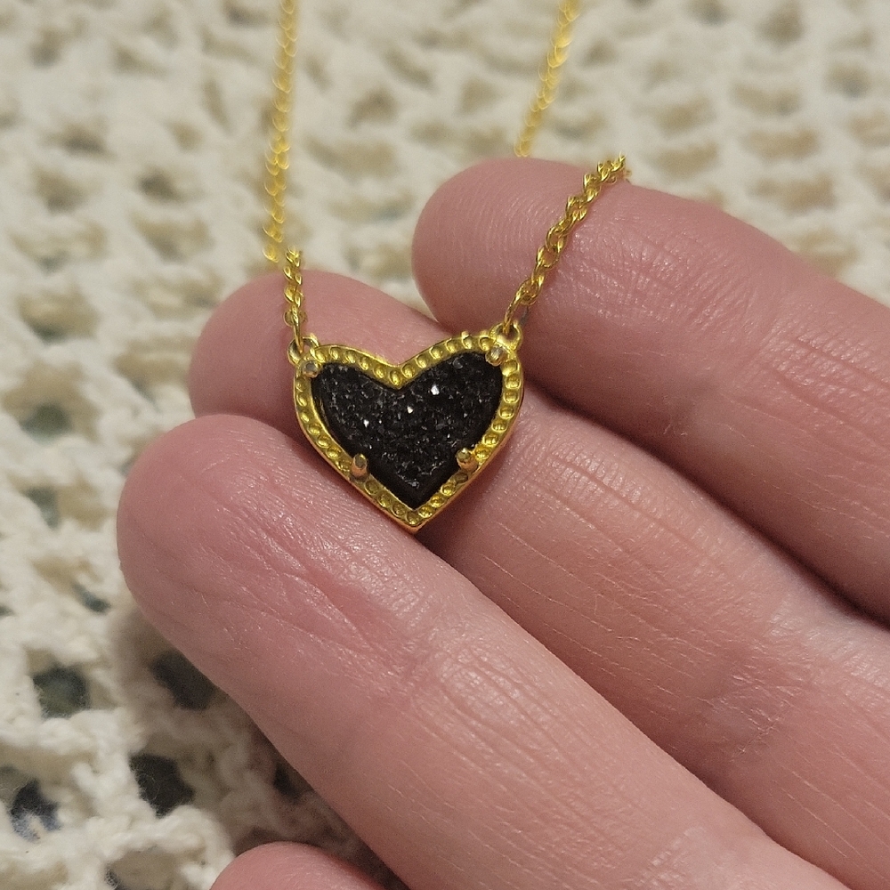 Kendra Scott Gold and Black Heart Necklace